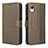 Leather Case Stands Flip Cover Holder BY1 for Samsung Galaxy A23 5G SC-56C Brown