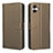 Leather Case Stands Flip Cover Holder BY1 for Samsung Galaxy M04 Brown