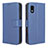 Leather Case Stands Flip Cover Holder BY1 for Sharp Aquos wish3 Blue