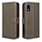 Leather Case Stands Flip Cover Holder BY1 for Sharp Aquos wish3 Brown