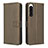 Leather Case Stands Flip Cover Holder BY1 for Sony Xperia 5 IV Brown