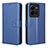 Leather Case Stands Flip Cover Holder BY1 for Vivo V25 5G Blue