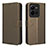Leather Case Stands Flip Cover Holder BY1 for Vivo V25 5G Brown