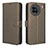 Leather Case Stands Flip Cover Holder BY1 for Vivo X90 5G Brown