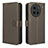 Leather Case Stands Flip Cover Holder BY1 for Vivo X90 Pro 5G Brown