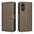 Leather Case Stands Flip Cover Holder BY1 for Vivo Y02S Brown