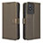 Leather Case Stands Flip Cover Holder BY1 for Vivo Y11 (2023) Brown