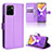 Leather Case Stands Flip Cover Holder BY1 for Vivo Y32t Purple