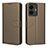 Leather Case Stands Flip Cover Holder BY1 for Vivo Y77 5G Brown