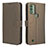 Leather Case Stands Flip Cover Holder BY1 for Wiko Voix Brown