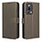 Leather Case Stands Flip Cover Holder BY1 for Xiaomi Mi 13 Lite 5G Brown