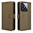 Leather Case Stands Flip Cover Holder BY1 for Xiaomi Mi 14 5G Brown