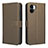 Leather Case Stands Flip Cover Holder BY1 for Xiaomi Poco C50 Brown