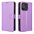 Leather Case Stands Flip Cover Holder BY1 for Xiaomi Poco C55 Purple