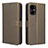 Leather Case Stands Flip Cover Holder BY1 for Xiaomi Poco M4 5G Brown