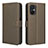 Leather Case Stands Flip Cover Holder BY1 for Xiaomi Poco M5 4G Brown