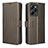 Leather Case Stands Flip Cover Holder BY1 for Xiaomi Poco X5 Pro 5G Brown