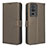 Leather Case Stands Flip Cover Holder BY1 for Xiaomi Redmi K60 5G Brown