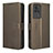 Leather Case Stands Flip Cover Holder BY1 for Xiaomi Redmi K60E 5G Brown