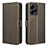 Leather Case Stands Flip Cover Holder BY1 for Xiaomi Redmi Note 12 4G Brown