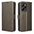 Leather Case Stands Flip Cover Holder BY1 for Xiaomi Redmi Note 12 Pro Speed 5G Brown