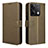 Leather Case Stands Flip Cover Holder BY1 for Xiaomi Redmi Note 13 5G Brown