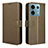 Leather Case Stands Flip Cover Holder BY1 for Xiaomi Redmi Note 13 Pro 5G Brown