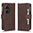 Leather Case Stands Flip Cover Holder BY2 for Asus Zenfone 9 Brown