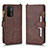 Leather Case Stands Flip Cover Holder BY2 for Oppo A54 5G Brown