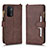 Leather Case Stands Flip Cover Holder BY2 for Oppo A74 5G Brown