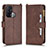 Leather Case Stands Flip Cover Holder BY2 for Oppo Reno5 A Brown