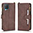 Leather Case Stands Flip Cover Holder BY2 for Samsung Galaxy A12 Brown