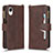 Leather Case Stands Flip Cover Holder BY2 for Samsung Galaxy A23s Brown