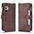 Leather Case Stands Flip Cover Holder BY2 for Samsung Galaxy A32 5G Brown