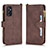 Leather Case Stands Flip Cover Holder BY2 for Samsung Galaxy M52 5G Brown