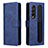 Leather Case Stands Flip Cover Holder BY2 for Samsung Galaxy Z Fold3 5G Blue