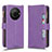 Leather Case Stands Flip Cover Holder BY2 for Sharp Aquos R8 Pro Purple