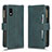 Leather Case Stands Flip Cover Holder BY2 for Sharp Aquos wish3 Green