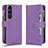 Leather Case Stands Flip Cover Holder BY2 for Sony Xperia 1 V Purple