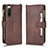 Leather Case Stands Flip Cover Holder BY2 for Sony Xperia 10 IV Brown