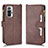 Leather Case Stands Flip Cover Holder BY2 for Xiaomi Redmi Note 10 Pro 4G Brown