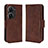 Leather Case Stands Flip Cover Holder BY3 for Asus Zenfone 9 Brown