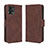 Leather Case Stands Flip Cover Holder BY3 for Motorola Moto G72 Brown