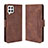 Leather Case Stands Flip Cover Holder BY3 for Samsung Galaxy A22 4G Brown