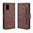 Leather Case Stands Flip Cover Holder BY3 for Samsung Galaxy S20 Plus Brown