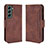 Leather Case Stands Flip Cover Holder BY3 for Samsung Galaxy S23 Plus 5G Brown