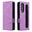 Leather Case Stands Flip Cover Holder BY3 for Samsung Galaxy Z Fold3 5G Purple