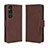 Leather Case Stands Flip Cover Holder BY3 for Sony Xperia 1 V Brown