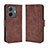 Leather Case Stands Flip Cover Holder BY3 for Vivo iQOO Z6 Pro 5G Brown