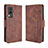 Leather Case Stands Flip Cover Holder BY3 for Vivo V21e 5G Brown